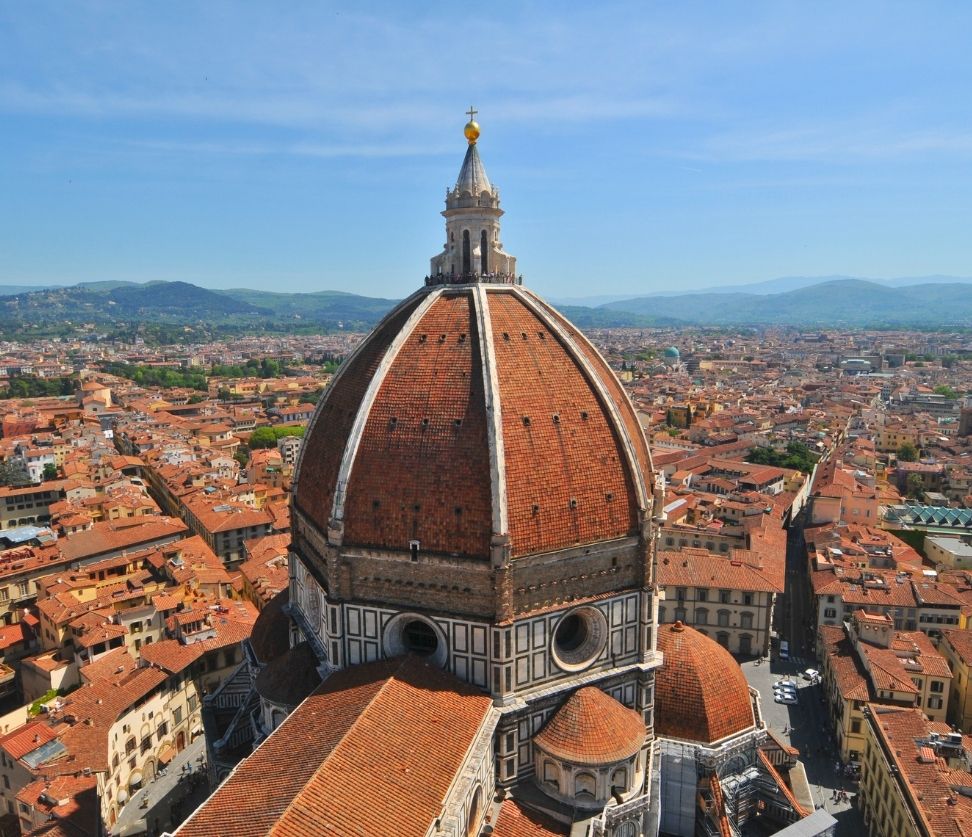 Aerial view of the Florence Duomo on a sunny day during a Florence Duomo tour