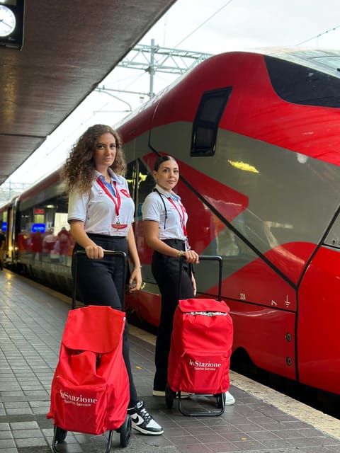 Instazione concierge team in front of high-speed train from Rome to Naples