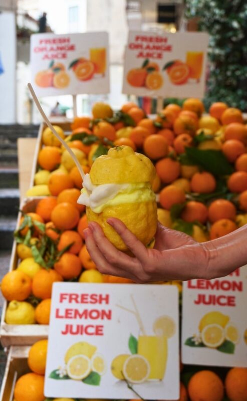 Fresh lemons and citrus products in Sorrento, Italy
