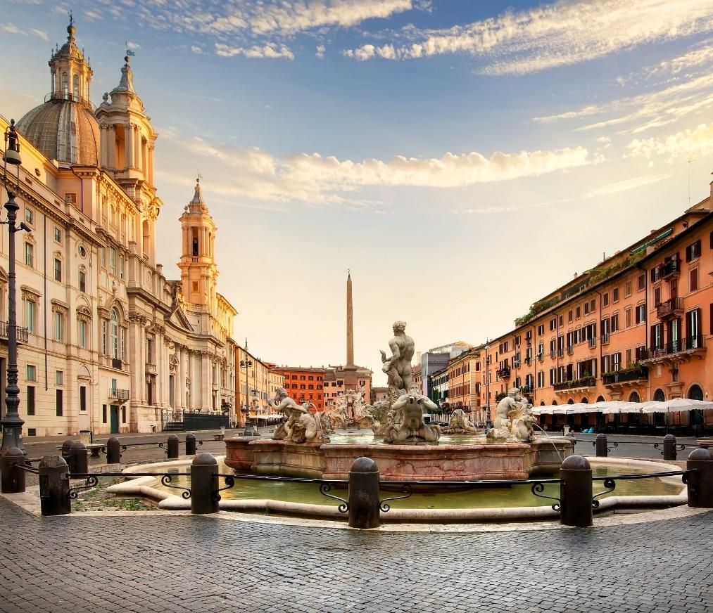 Piazza Navona at sunset during Magic in Rome walking tour