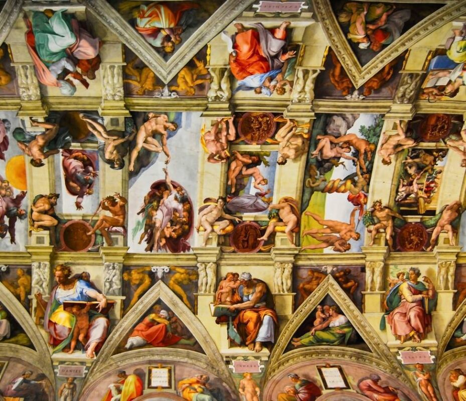 Ceiling frescoes of the Sistine Chapel by Michelangelo in the Vatican Museums