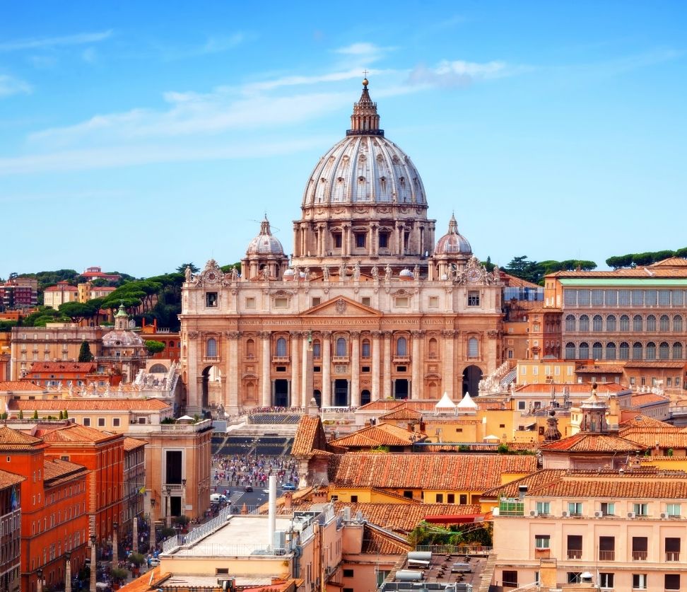 Aerial view of Saint Peter’s Basilica and St. Peter’s Square