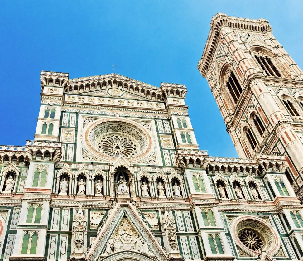 Detailed view of Florence Cathedral’s facade, often visited alongside Santa Maria Novella