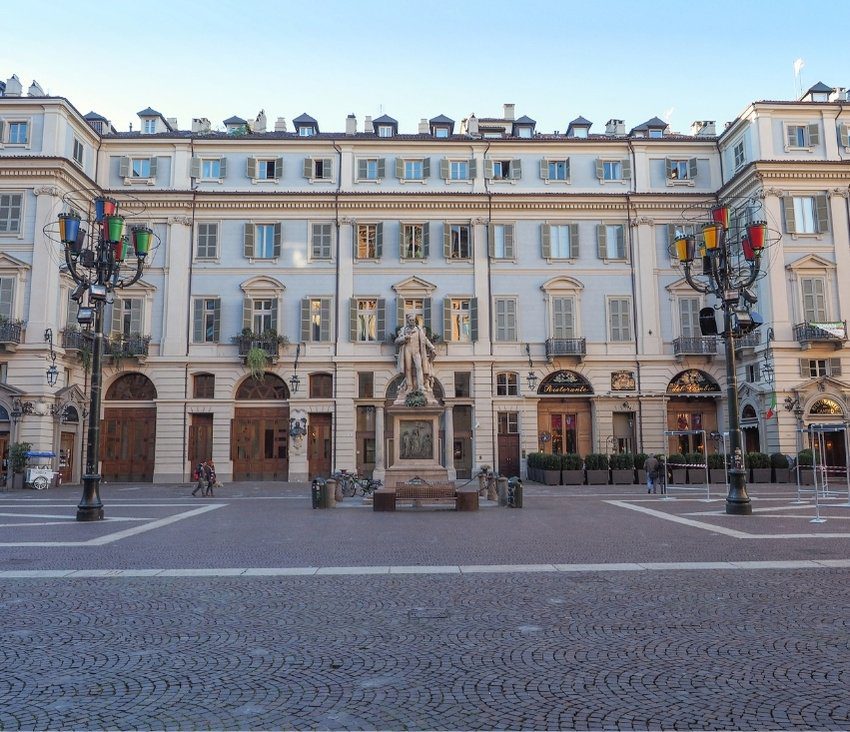 Piazza Carlo Alberto during sunny day on Turin Walking Tour