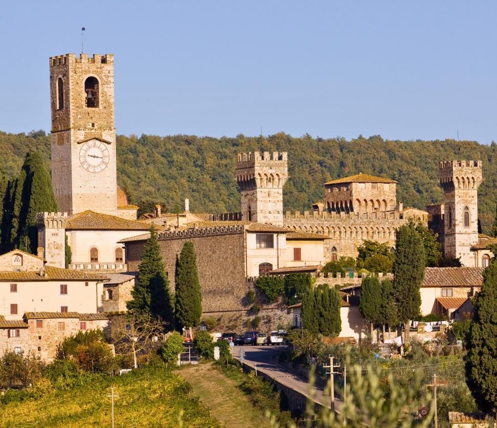 Historic Chianti village with medieval castle seen on a Chianti Wine Tour from Florence