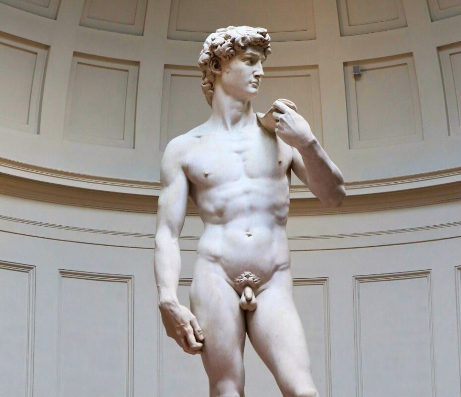 Michelangelo's David sculpture in the Accademia Gallery on a guided Accademia Tour