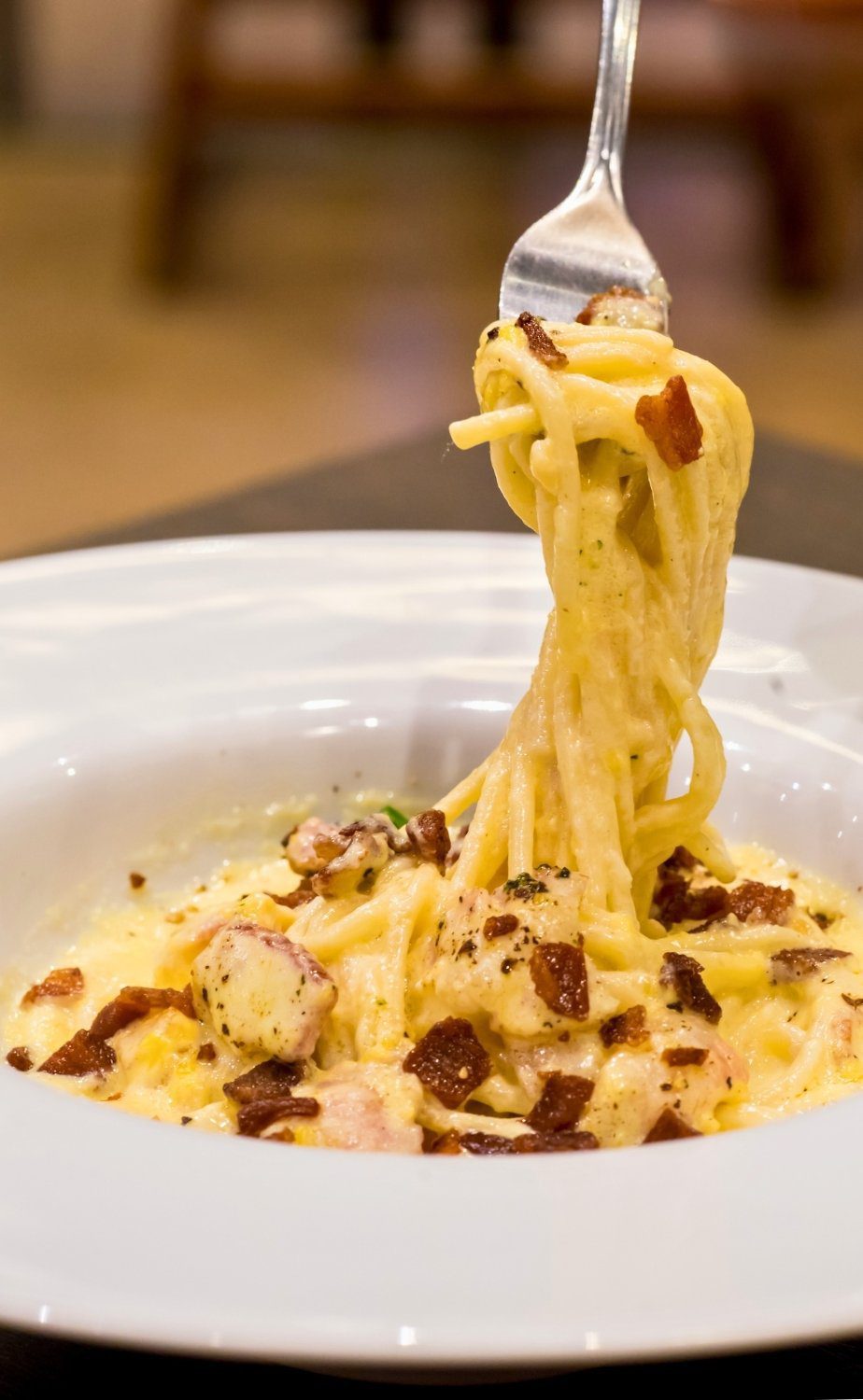Carbonara pasta served during Rome Street Food Tour in Trastevere