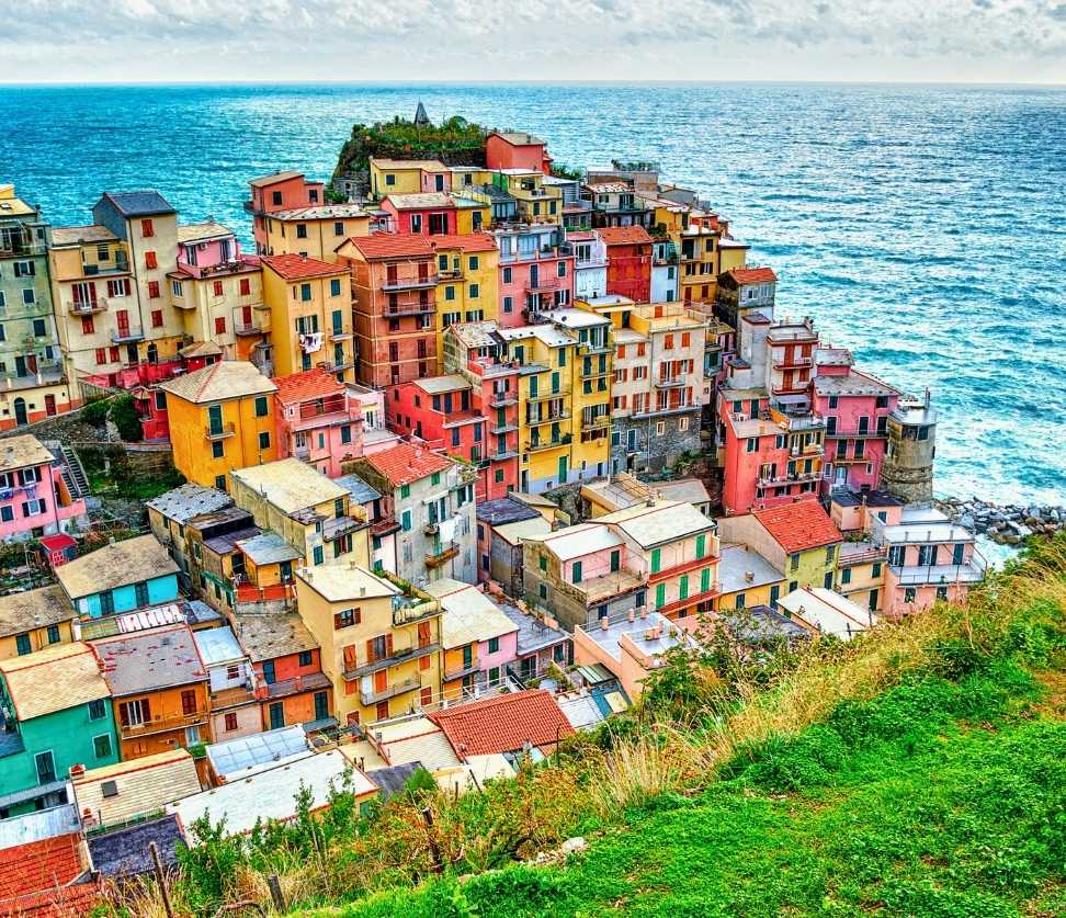 Panoramic view of Manarola, one of the Cinque Terre villages, on a day trip from Florence